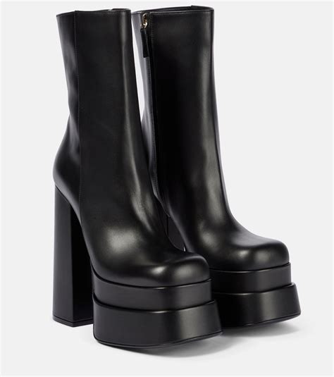 versace intrico leather ankle boots|Versace boots platform.